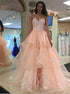 Peach Sweetheart Organza Ball Gown Prom Dresses LBQ1669